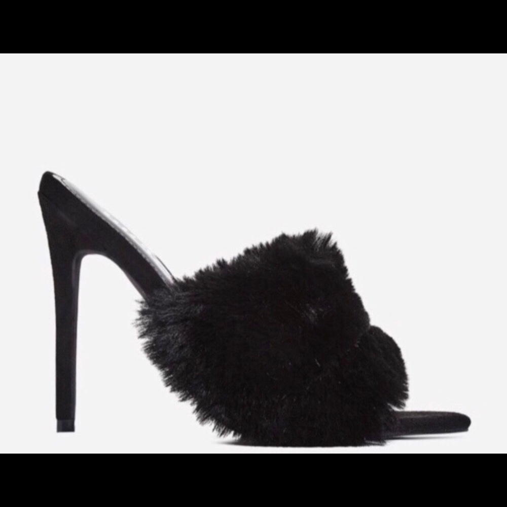 Black Mules (Faux Fur)